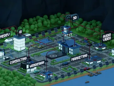 City Town Lowpoly  3D model