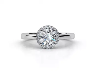 aj-021 oval diamond halo engagement ring 3D print model