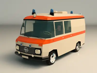 Low Poly Ambulance 01 Low-poly 3D model