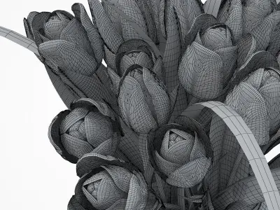 Tulips in glass vase 3D model