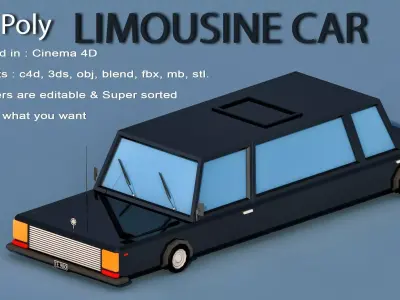 Cartoon Limousine Car Low-poly 3D model