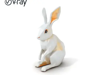 Polygonal Rabbit Sculpture model pack Low-poly 3D model