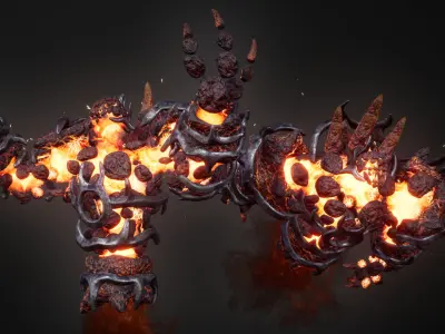 Hell Golem Warrior Low-poly game engine ready 3D model Low-poly 3D model