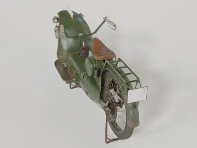 1921 Ner-a-car classic bike green PBR textured model 3D model