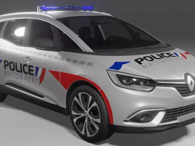 2017 Renault Scenic Grand with French Police Nationale Livery Low-poly 3D model