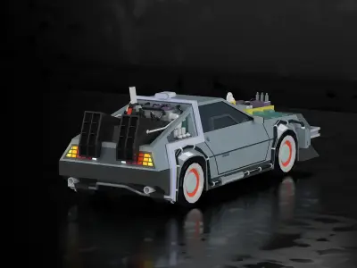 Car Back to the Future Low-poly 3D model