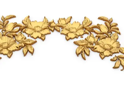 decor set wall panel flowers relief mural CNC 09 3D print model