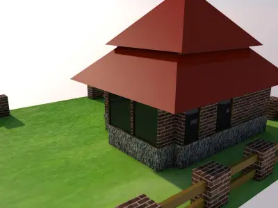 Cartoon house Low-poly 3D model