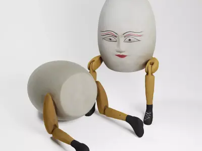 Sitting Wooden Figure Humpty Dumpty 3d scan 3D model