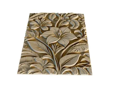 mural flowers decor set wall panel 03 3D model