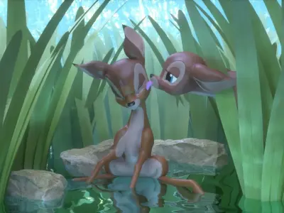 Young Bambi and Faline Models 3D model