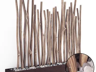 Branch old tree fundament pebble 3D model