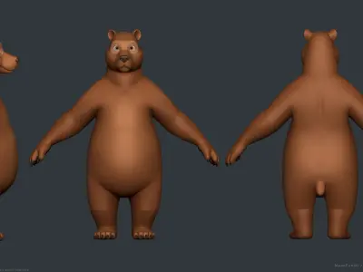 Stylized Cartoon Bear - Biped 3D model
