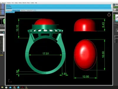 Luxury Oval Halo Gemstone Ring 3D Model  4170 3D print model