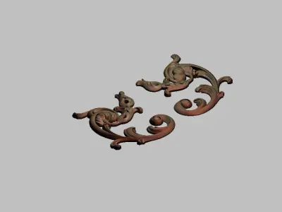 Decor two ornate metal pieces 3D print model