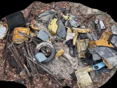 car trash parts debris pile photogrammetry part1 Low-poly 3D model