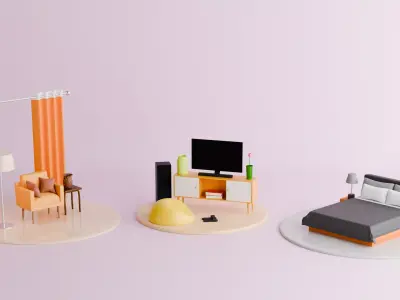 Stylish Home Interior 3D Pack for Visual Excellence Free low-poly 3D model