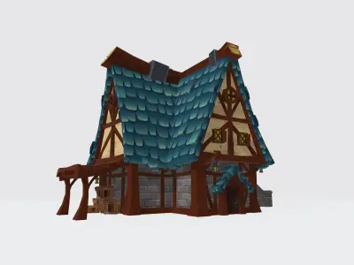 Cartoon House Low-poly 3D model order