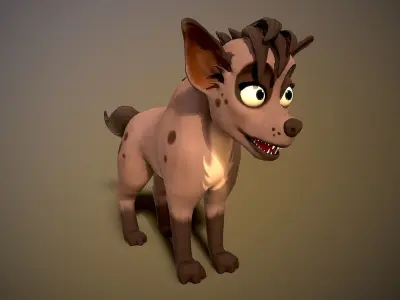 cartoon hyena Low-poly 3D model