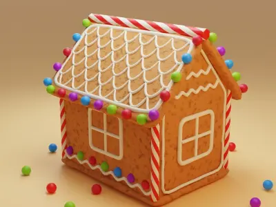 Ginger Bread House Low-poly 3D model