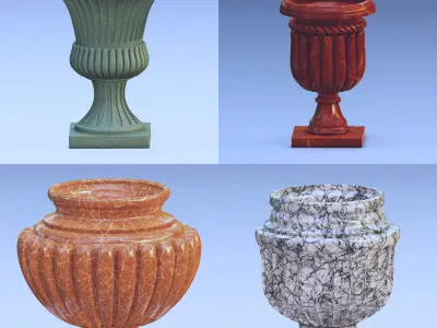 Garden urn planter collection 3D model