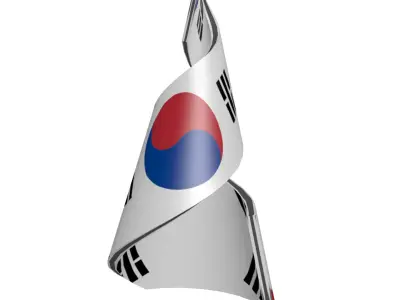 The South Korean Flag on spiral structure 3D model