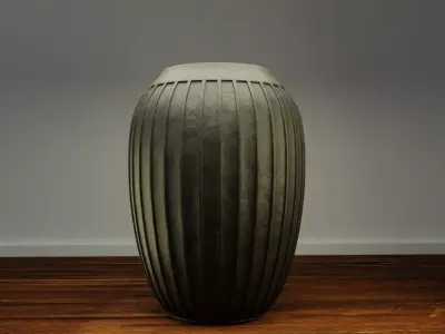 Decorative Groove Vase Low-poly 3D model