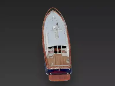 Midnight Blue Trawler Yacht 3D Model Low-poly 3D model