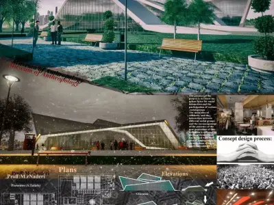 2D and 3D AutoCAD Museum project 3D model