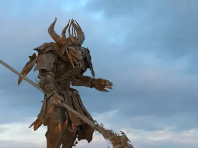 Lizard in samurai armor 3D model