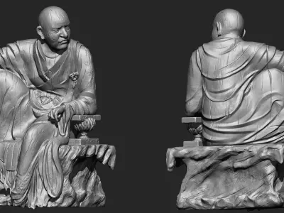 Luohan Wooden Character Sculpture Zbrush 2019 HighPoly 3D model