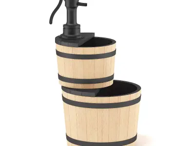 Wooden Fountain 3D Model 3D model