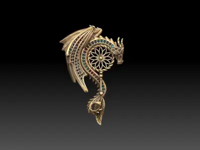 dragon for pendant or earing 3D print model