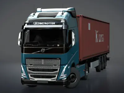 Volvo FH16 2020 Container Trailer Low-poly 3D model