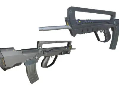 52-FAMAS G2-gun model 3d game ready model Low-poly 3D model Low-poly 3D model