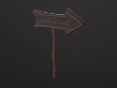 Trick or Treat Sign 3D Model Low-poly 3D model