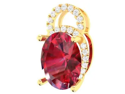 Elegant Oval Gemstone Diamond Pendant for Women 293 3D print model