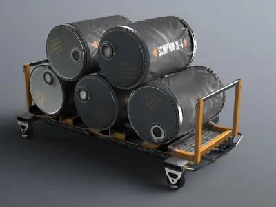 SciFi loaded Barrel Trolley 3D model