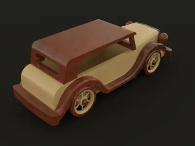 RETRO WOODEN CAR TOY 3D model