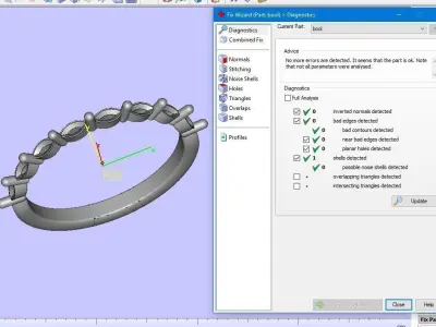marquise gold ring with diamonds 3D print model