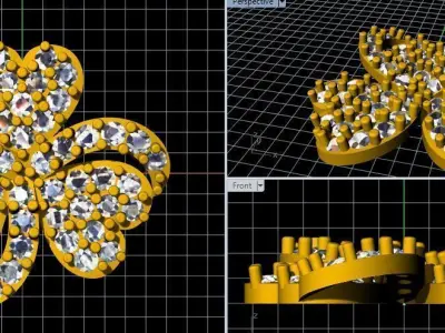 flower heart studs earrings 3dm and stl file 3D print model