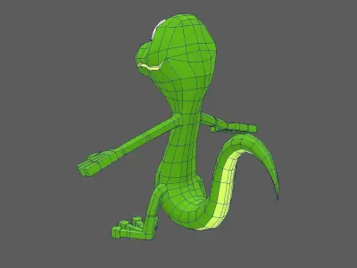 Funny Cartoon Character Lizard Low-poly 3D model