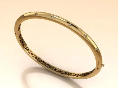 The Orbital Star Bangle Bracelet jewelry 3D model - for Her 3D print model