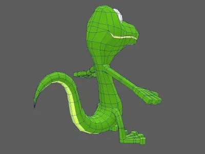 Funny Cartoon Character Lizard Low-poly 3D model