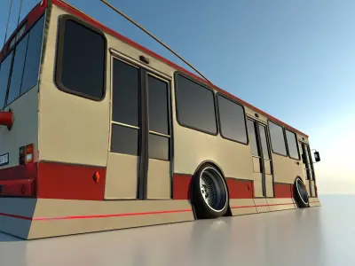 Soviet Trolleybus tuned Low-poly 3D model