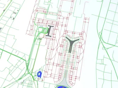 Beijing Capital PEK Airport Roads Buildings and Public Transport 3D model