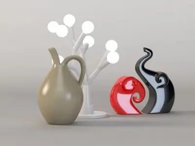 Ornamental Ceramic Elephant Light Sculpture Jug Jar Artwork 3D model