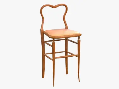 High Chair Clerks Chair No 9 Light Wooden Oak Version 3D model