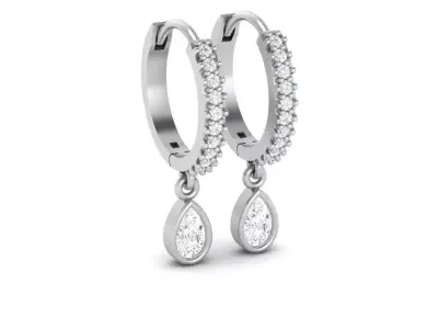 Hoop Earrings With Stone 12mm Radius 3D print model
