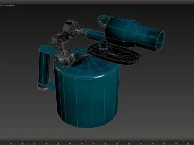 Burner low poly game and interier Low-poly 3D model